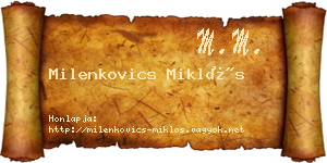 Milenkovics Miklós névjegykártya